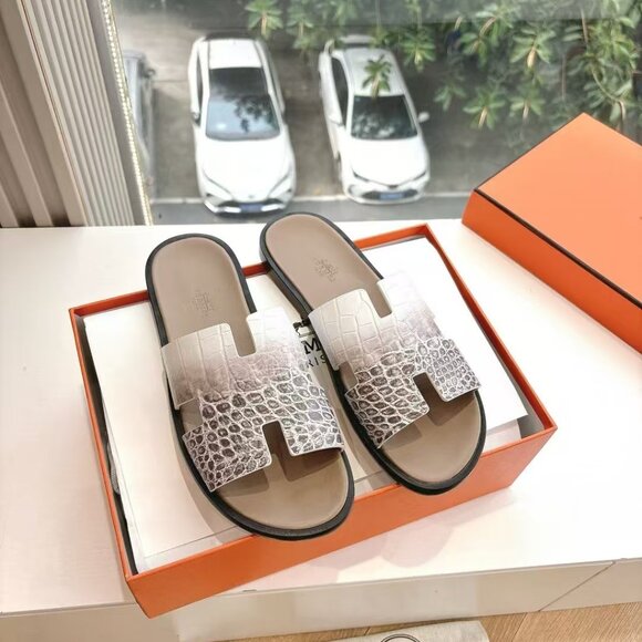 Hermes flat shoes slippers sandals brown